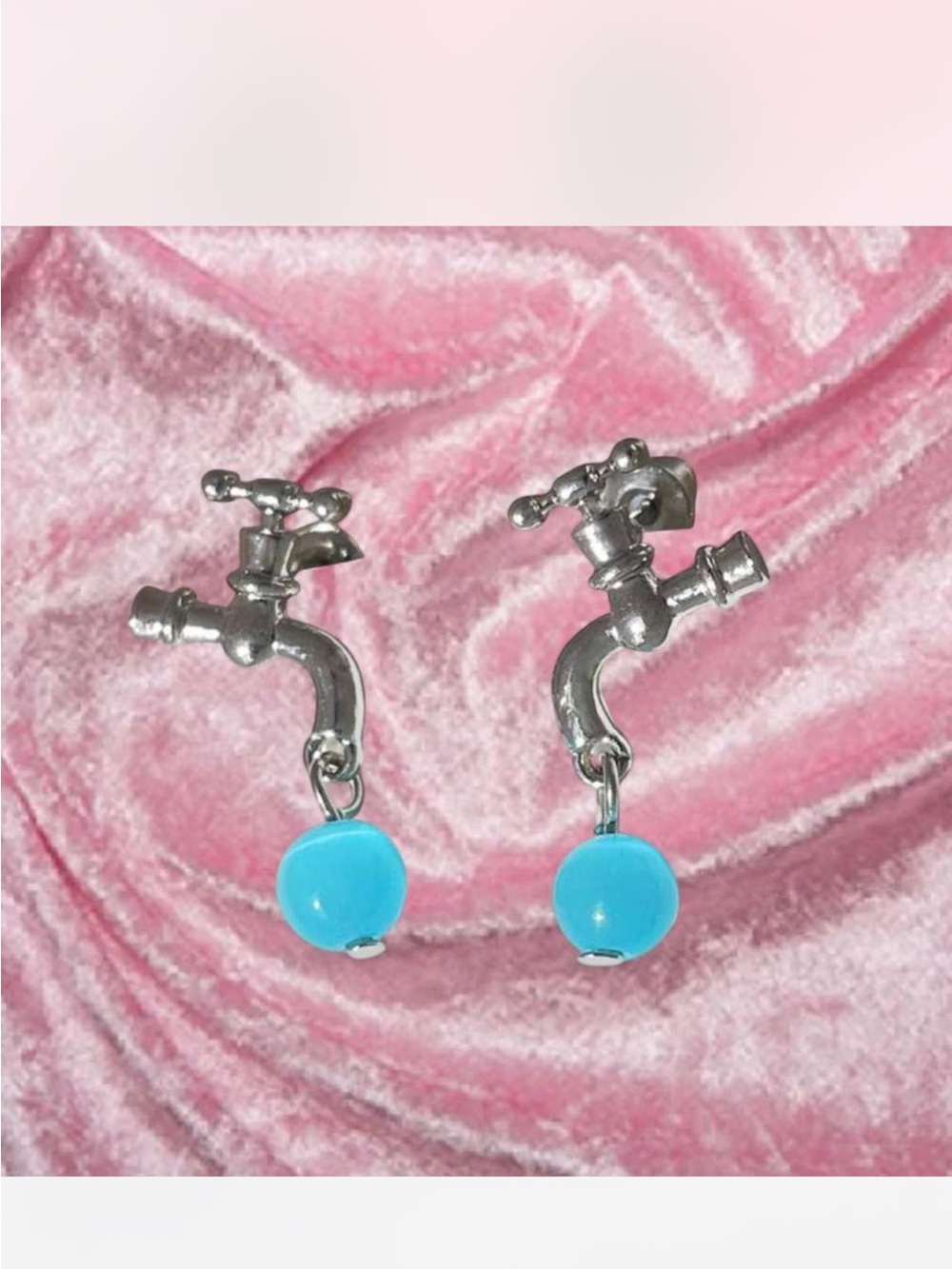 Silver Faucet Drop Earrings with Turquoise Beads